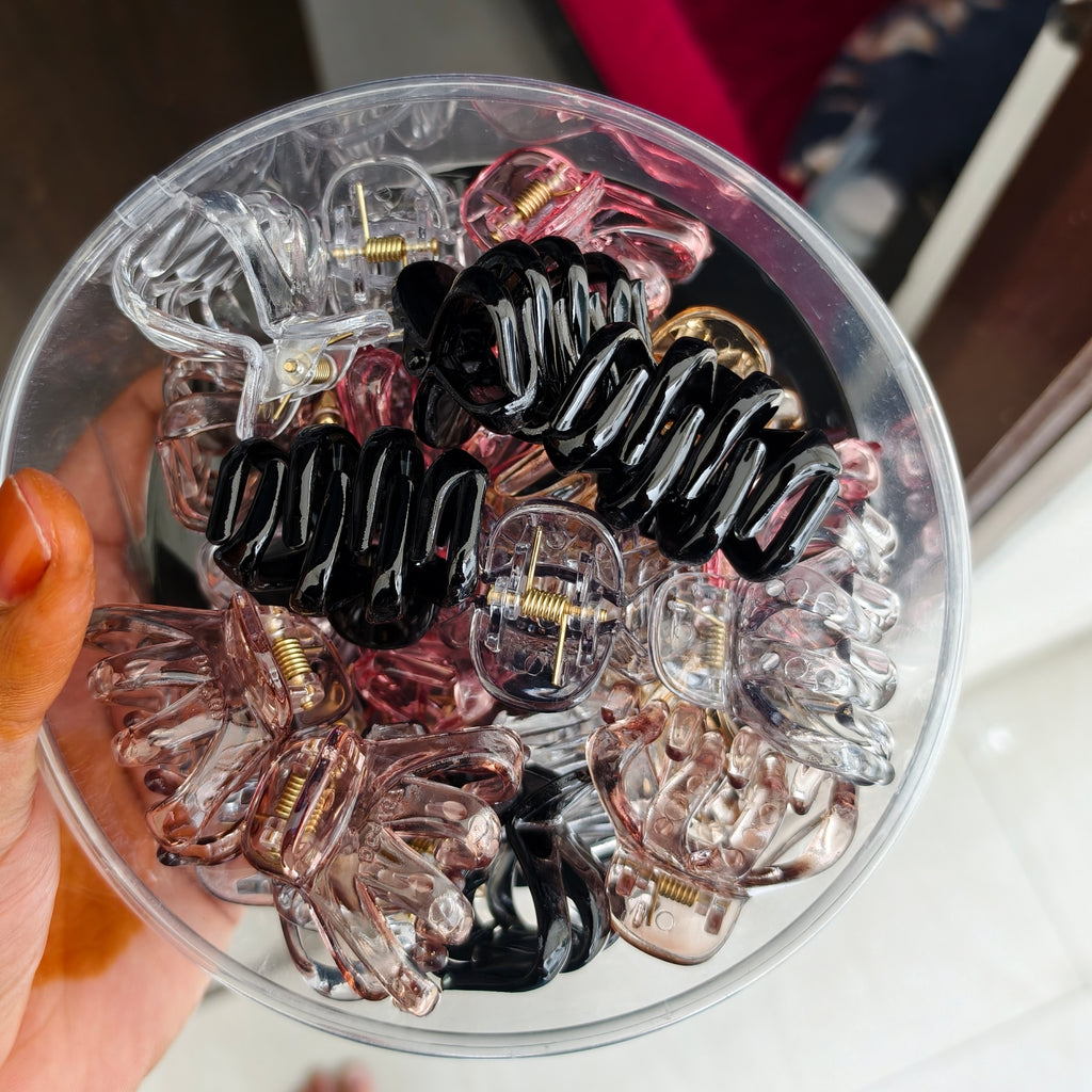 Medium Size Hair Claws [ 12 pcs mix designs & colors ]