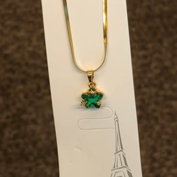 Green Pendant with Snake Chain SC0107