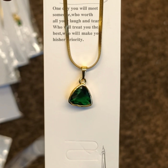 Green Pendant with Snake Chain SC0104