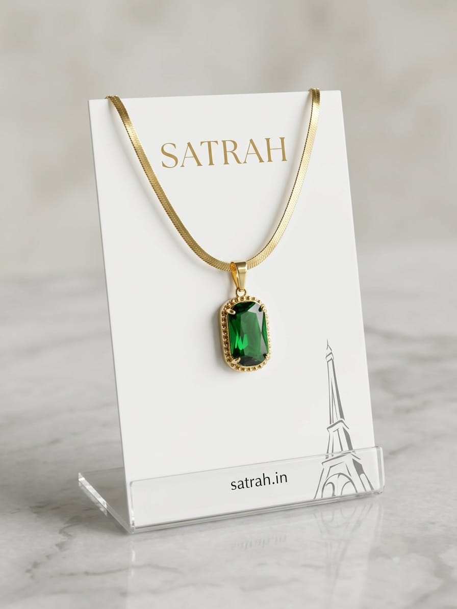 Green Pendant with Snake chain SC0100