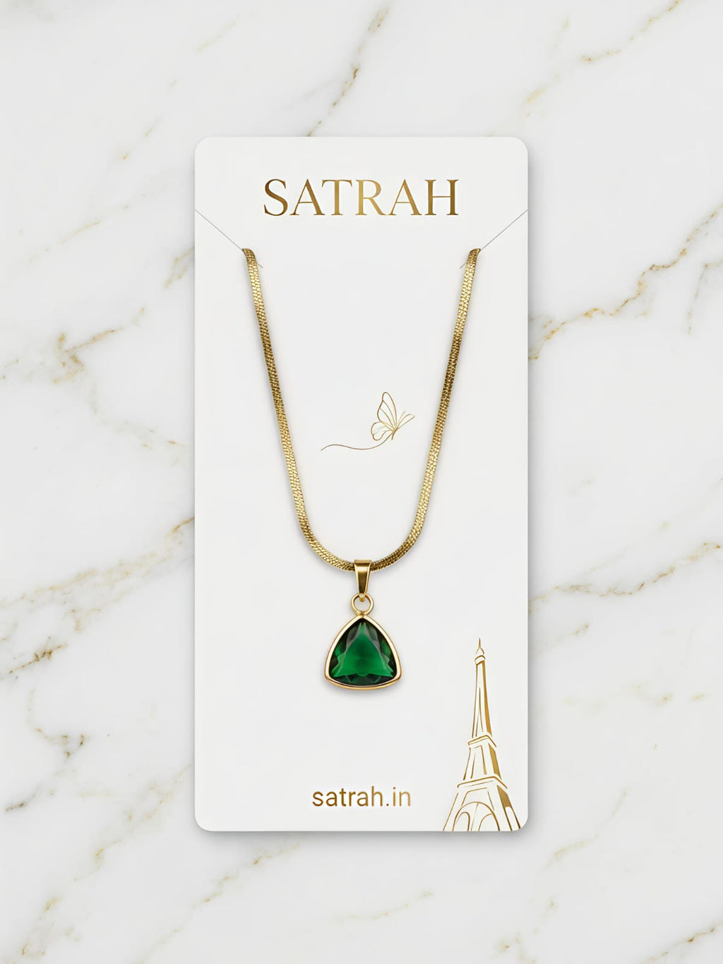 Green Pendant with Snake Chain SC0104