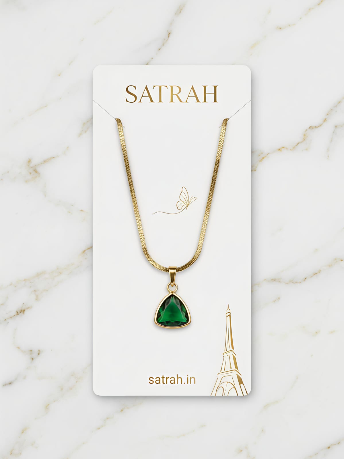 Green Pendant with Snake Chain SC0104