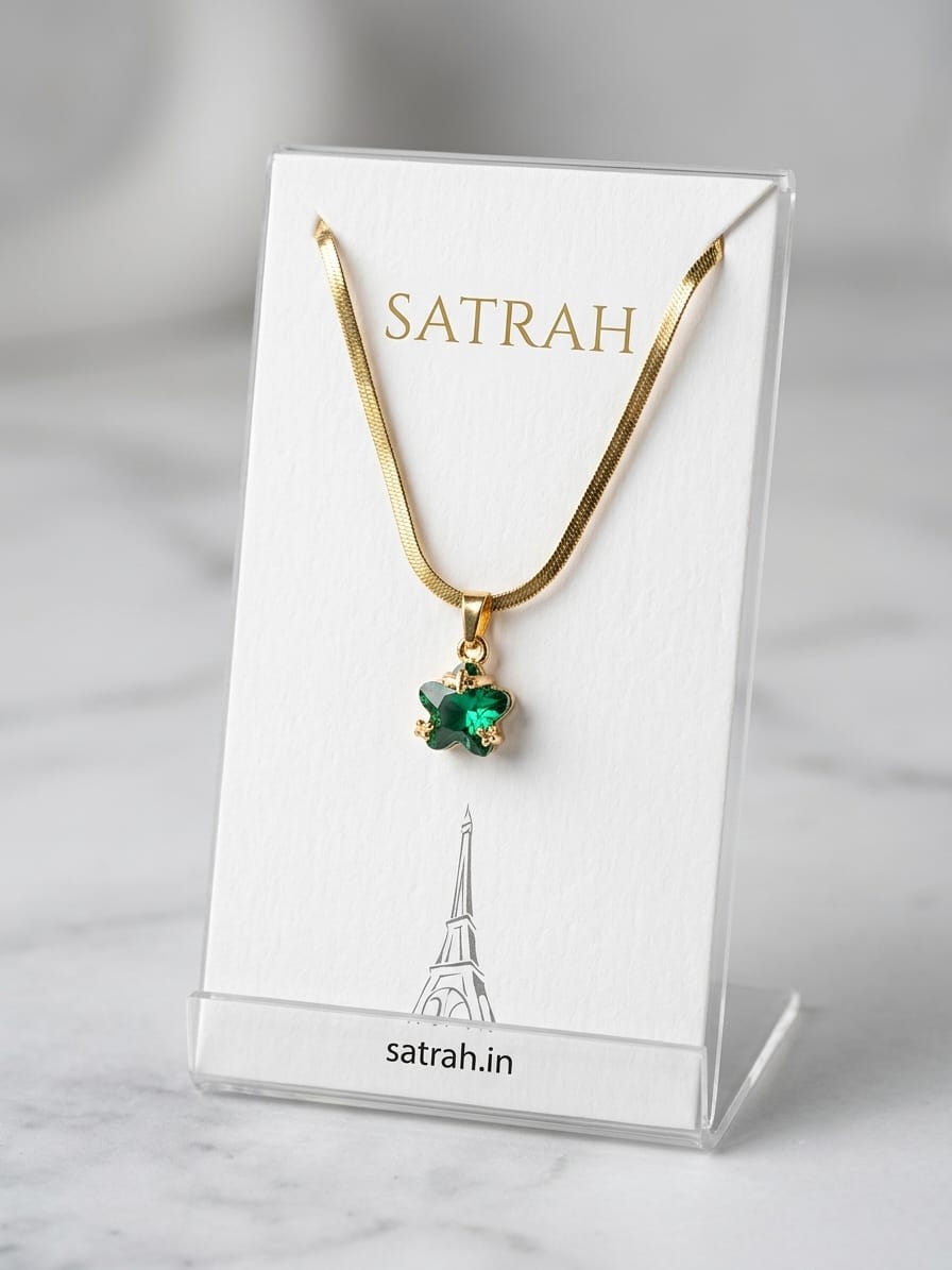 Green Pendant with Snake Chain SC0107