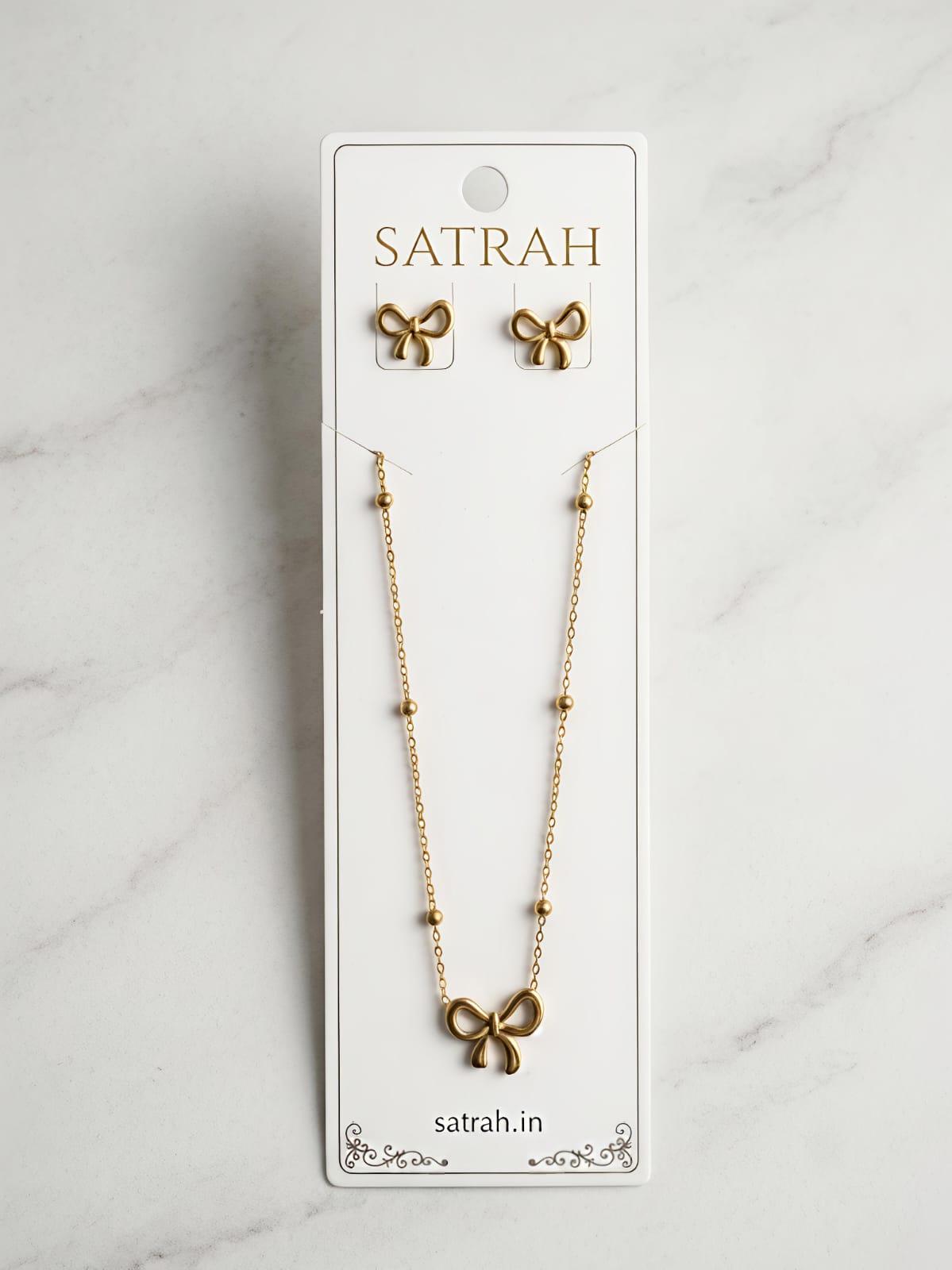 Bow Chain Pendant with Earrings