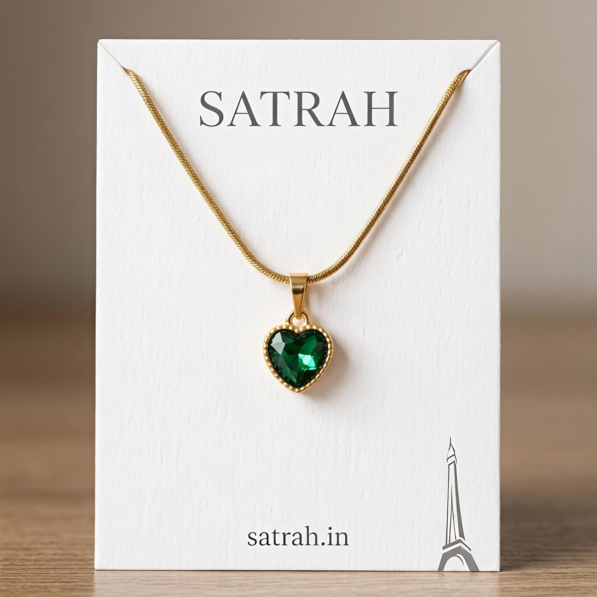 Green Pendant with Snake Chain SC0106