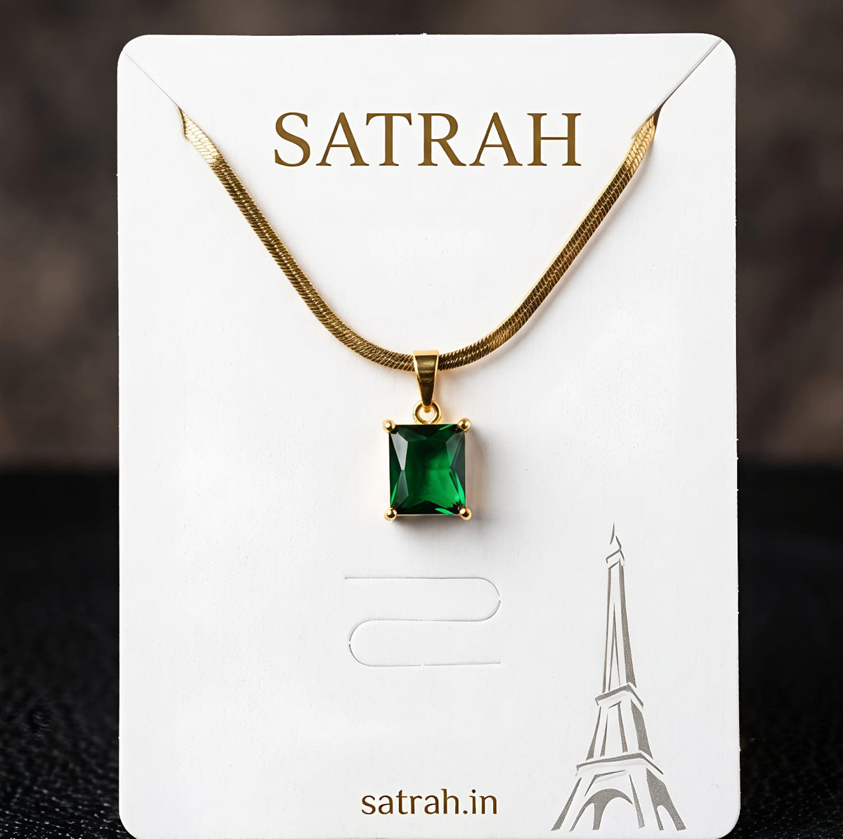 Green Pendant with Snake Chain SC0101